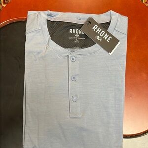 Rhone Blue Casual 3-Button Henley